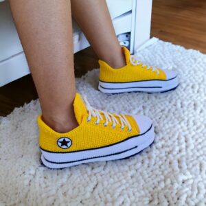Customizable Crochet Sneaker Slippers Unisex Cozy Knitted Booties Plush Indoor Shoes with Custom Color Options Perfect Mother 8217 s Day Gifts