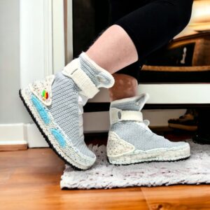 Marty McFly Sneakers Back To The Future Custom Air Mag Inspired Slippers Halloween Shoes Cosplay Costume Knitted Soft House Plush Socks