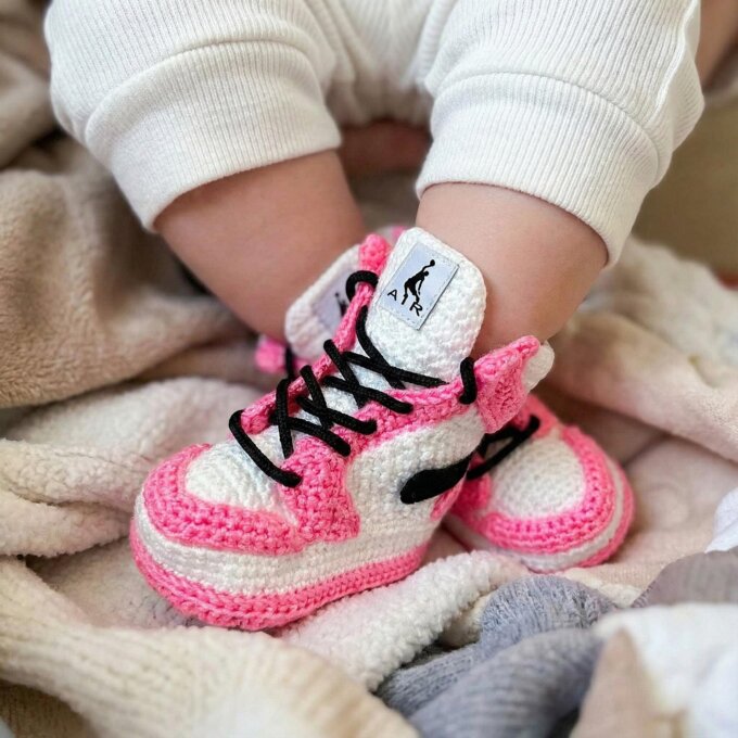 Baby Jordan Style Pink Crochet Sneakers Booties