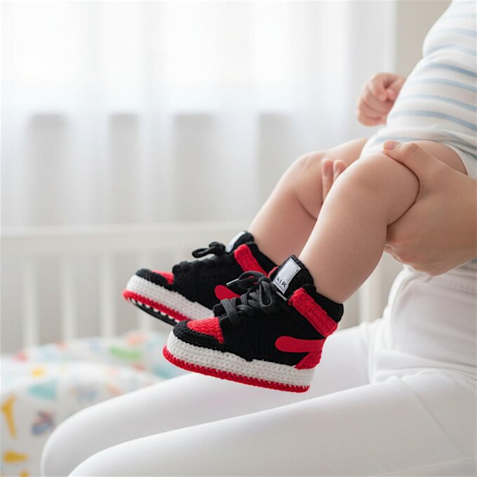 Basketball Retro Crochet Baby Jordans Style Sneakers Booties