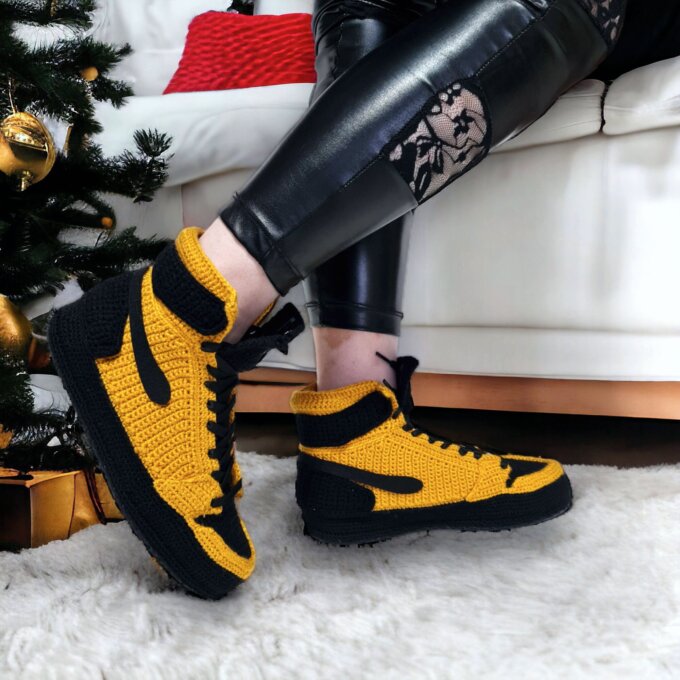 Cozy Crochet Basketball Sneakers Slippers
