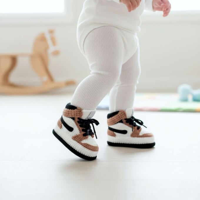 Crochet Baby Sneakers Jordan Style Booties Gender Neutral Gift Newborn Photo Outfit Custom Baby Shower Present Sneakerhead Baby Gifts