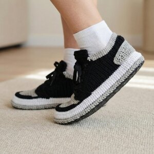 Crochet Basketball Sneakers Slippers Custom Retro Sneaker Rare Low Top Knitted Indoor Slippers Plush Unisex Booties Personalized Socks