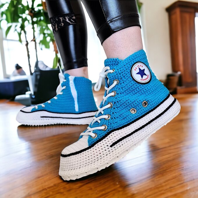Crochet Converse-Style Knitted Slippers