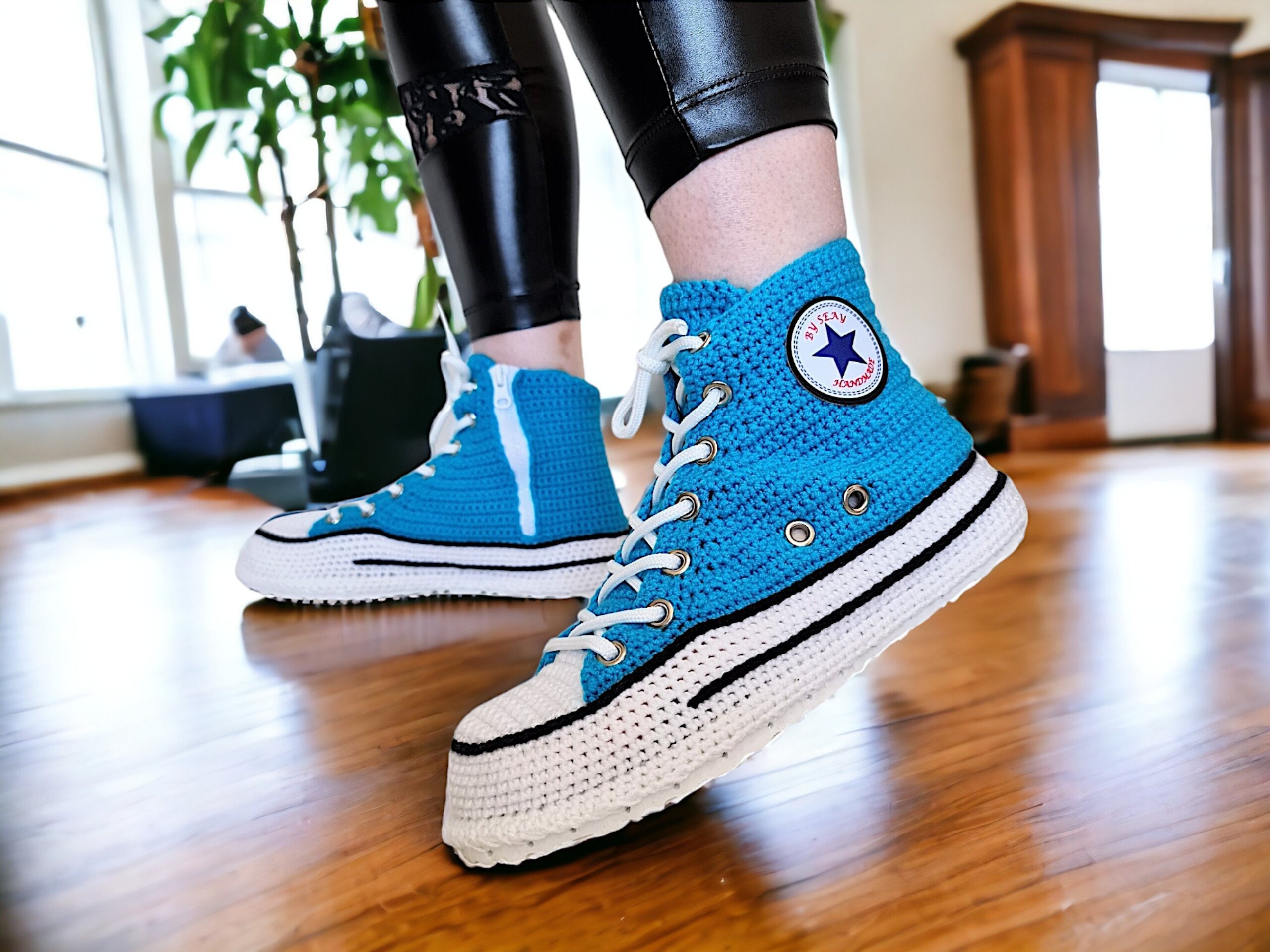 Crochet Converse-Style Knitted Slippers