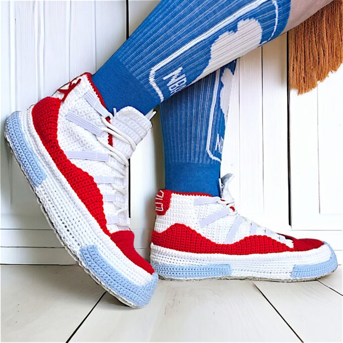 Crochet Jordan Cherry Retro Sneakers Slippers Crochet Jordan Cherry Retro Sneakers Slippers