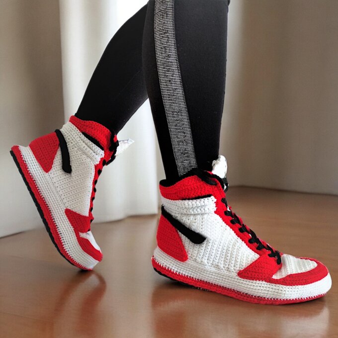 Crochet Jordan Style Custom Sneakers Slippers Crochet Jordan Style Custom Sneakers Slippers
