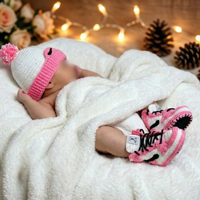 Crochet Pink Baby Girl Jordan Sneakers