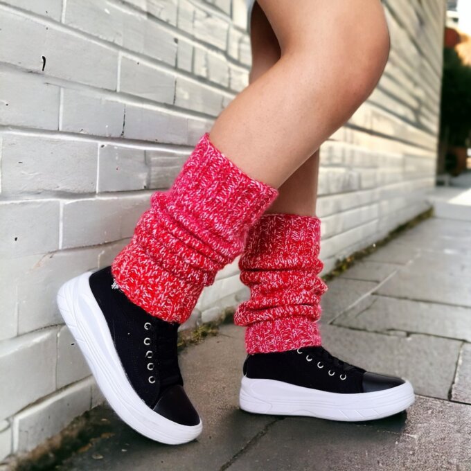 Crochet Red & White Polka Dot Crochet Leg Warmers