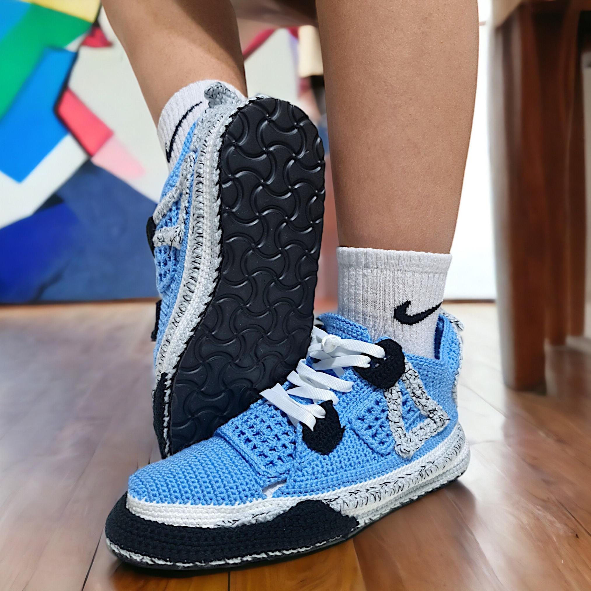 Crochet Sneakers Jordan Carolina Blue Crochet Sneakers Jordan Carolina Blue