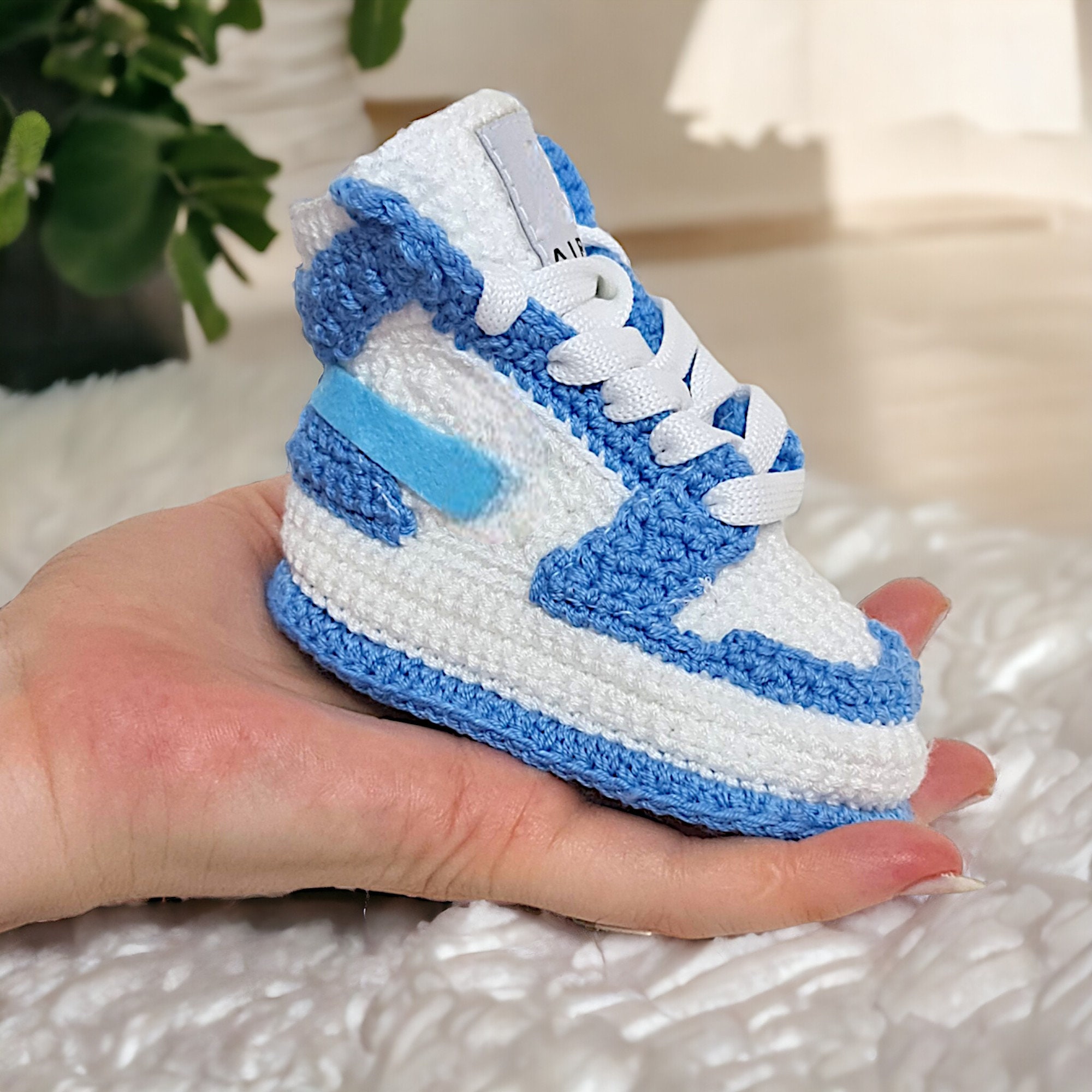 Crocheted Baby Boy Jordan-Style Basketball Sneakers Crocheted Baby Boy Jordan-Style Basketball Sneakers
