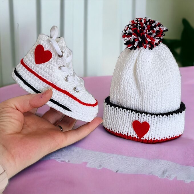 Custom Baby Hat Converse Booties Set