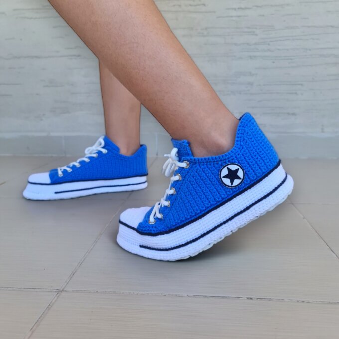 Custom Blue Crochet Sneakers Custom Blue Crochet Sneakers