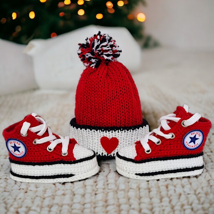 Custom Crochet Baby Booties & Beanie Set