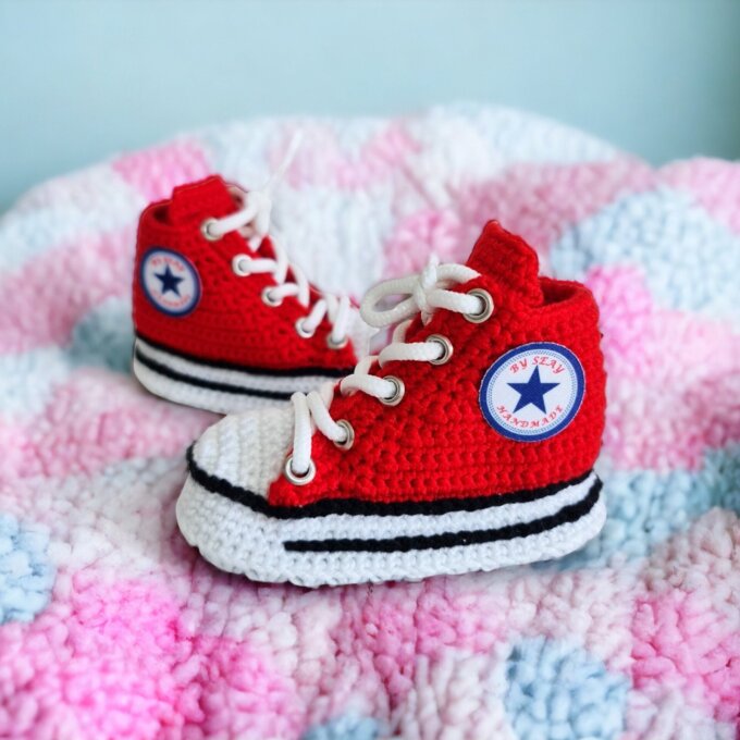 Custom Crochet Baby Red Booties