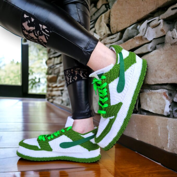 Custom Crochet Dunk Sneakers Slippers
