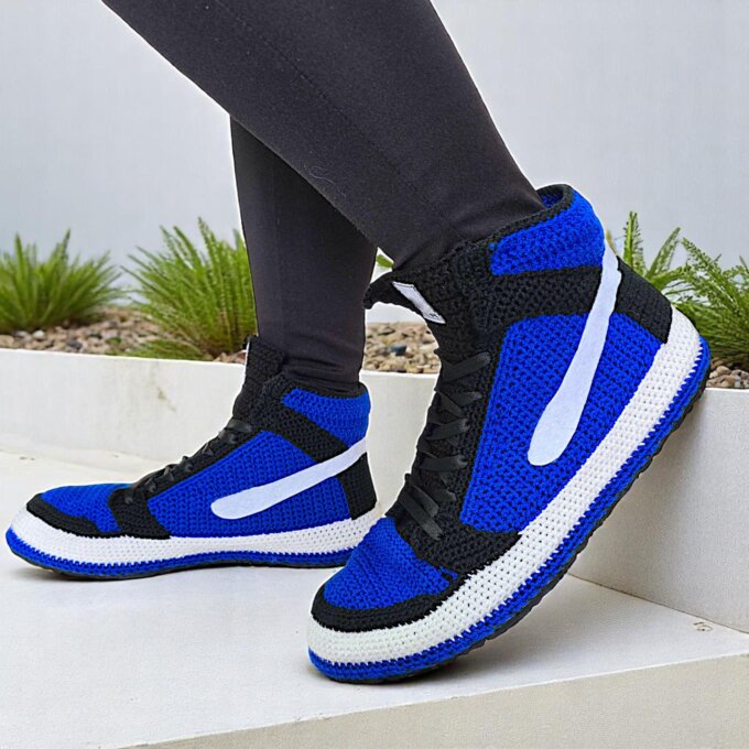 Custom Crochet Jordan Style Sneaker Slippers