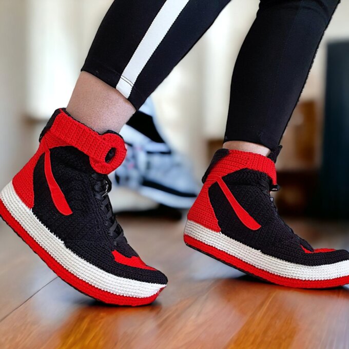 Custom Jordan-Style High Top Sneaker Slippers Custom Jordan-Style High Top Sneaker Slippers