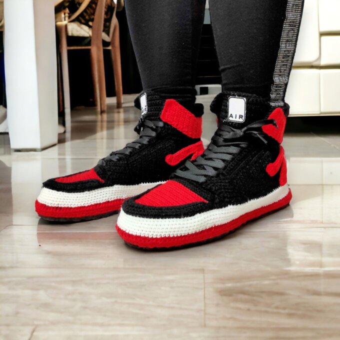 Custom Knitted Basketball Jordans-Style Slippers Custom Knitted Basketball Jordans-Style Slippers