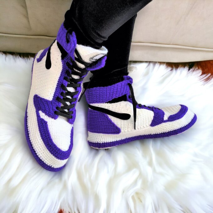 Custom Purple Sneakers Slippers Custom Purple Sneakers Slippers