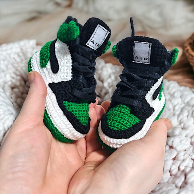 Green Basketball Jordan-Style Baby Sneakers