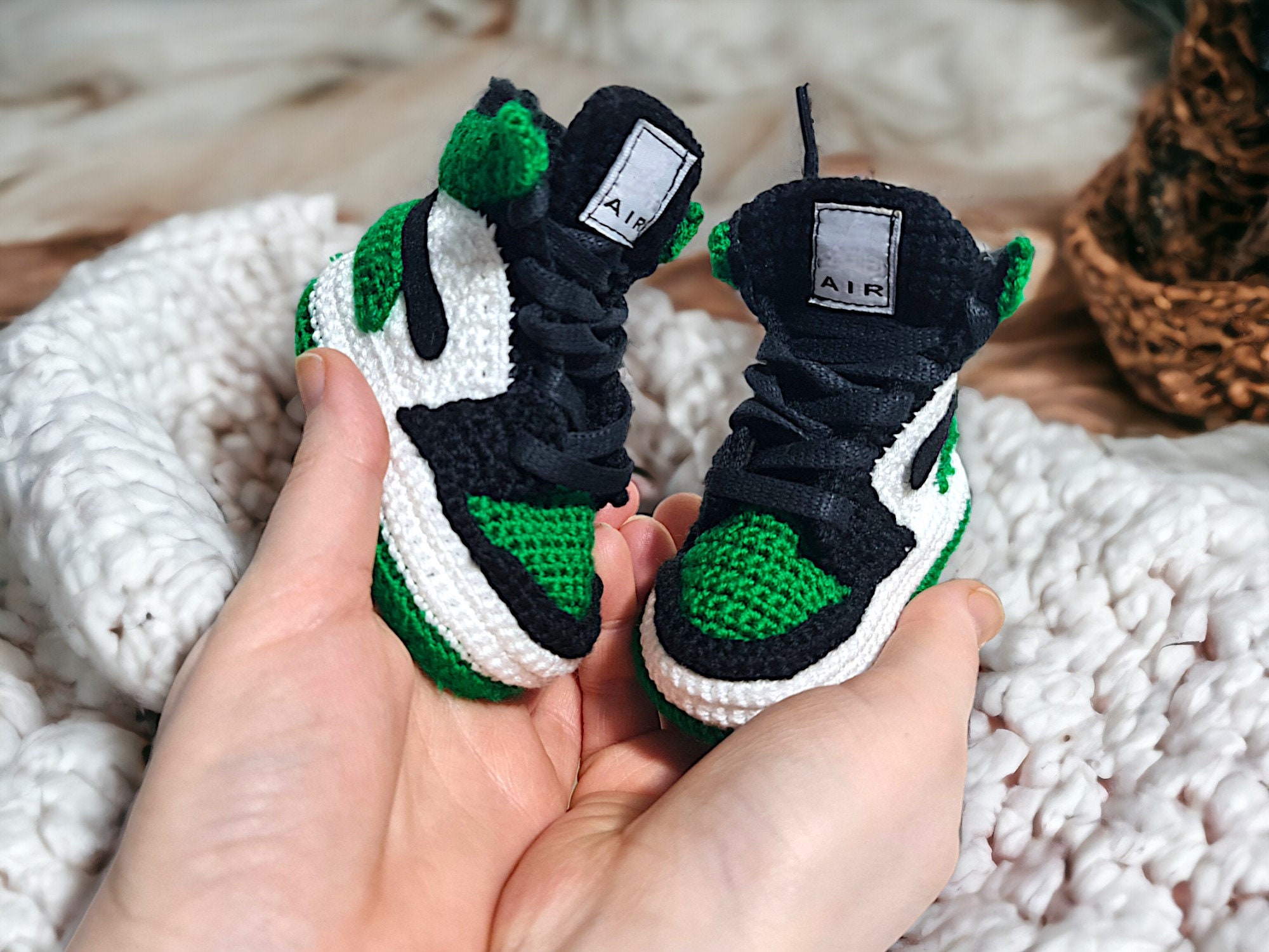 Green Basketball Jordan-Style Baby Sneakers