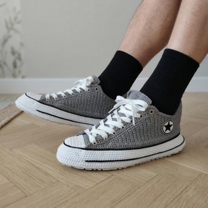 Grey Crochet Sneaker Slippers Grey Crochet Sneaker Slippers