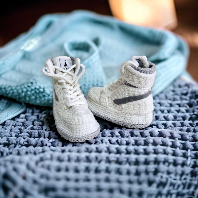 Handmade Crochet Baby Basketball Sneaker Booties Handmade Crochet Baby Basketball Sneaker Booties
