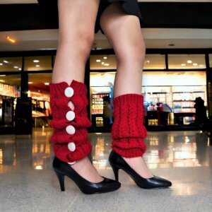 Handmade Crochet Leg Warmers Red Wool Stylish Over Knee Socks Sexy Stockings Women Knee Length Long Wool Socks Mesh Leggings Women