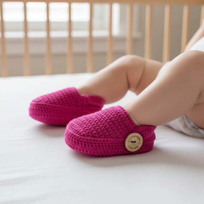 Hot Pink Crochet Baby Clog Sandals Newborn Wool Girl Booties Babies Barefoot Slides Organic Baby Shower Gift Infant Soft Crib Boy Shoes