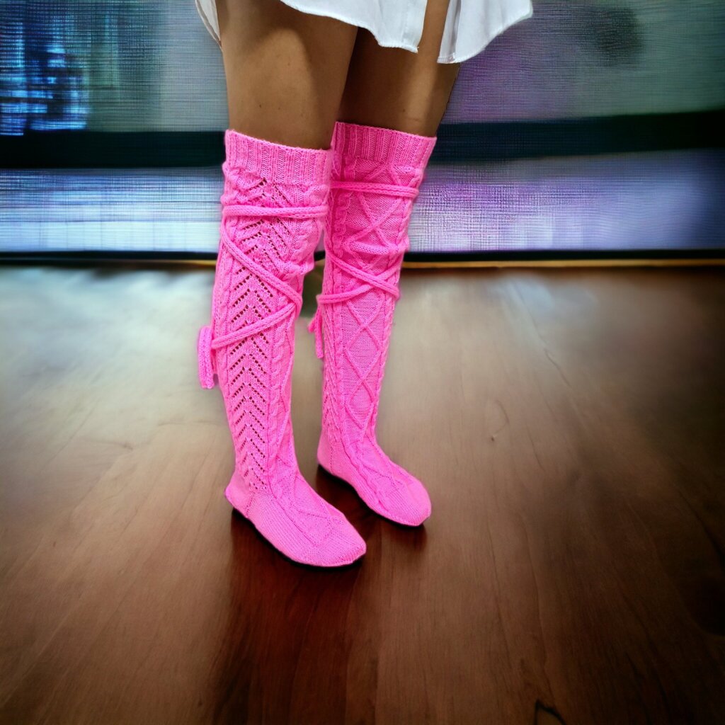 Crochet Pink Leg Warmer - view 2