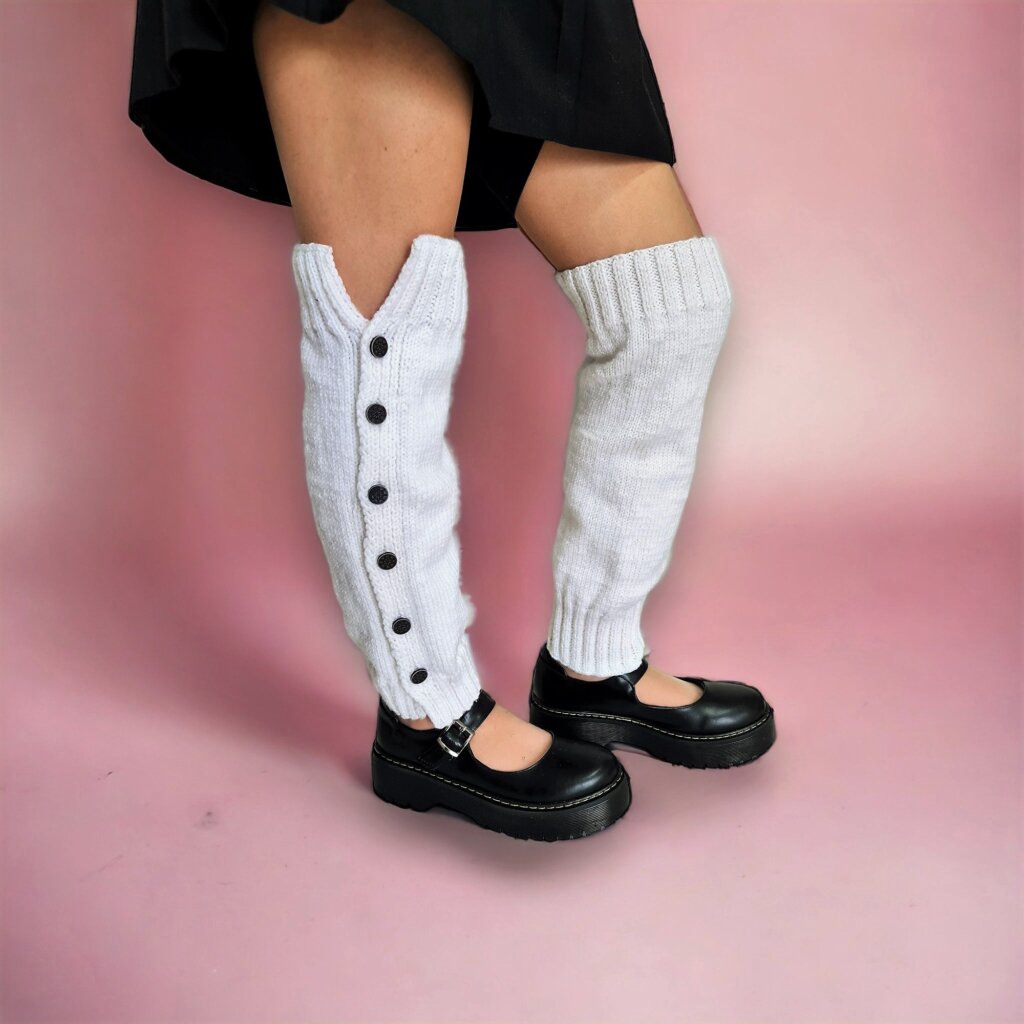 White Knee-Length Crochet Leg Warmers - view 3
