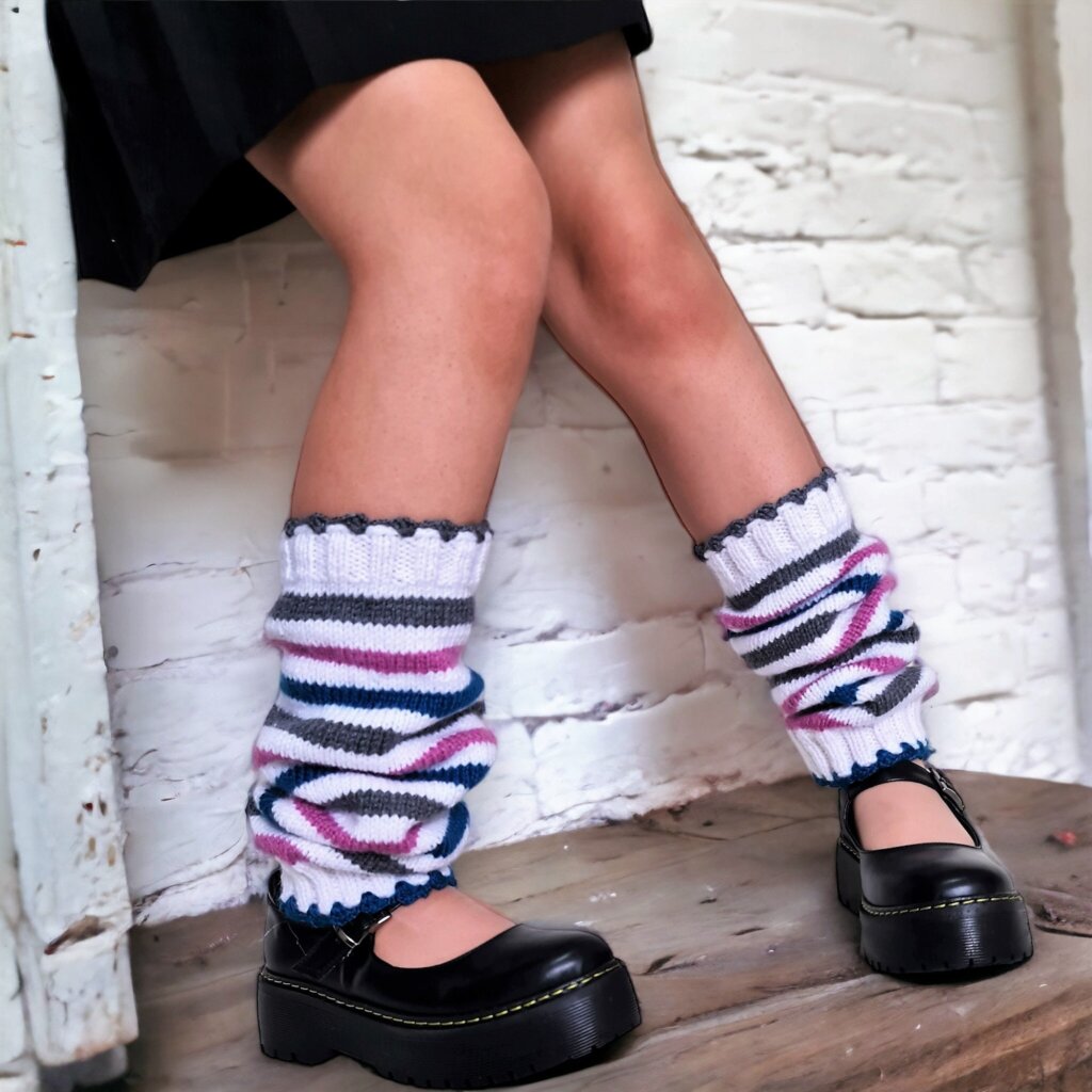 Striped Knitted Cotton Leg Warmers - view 4