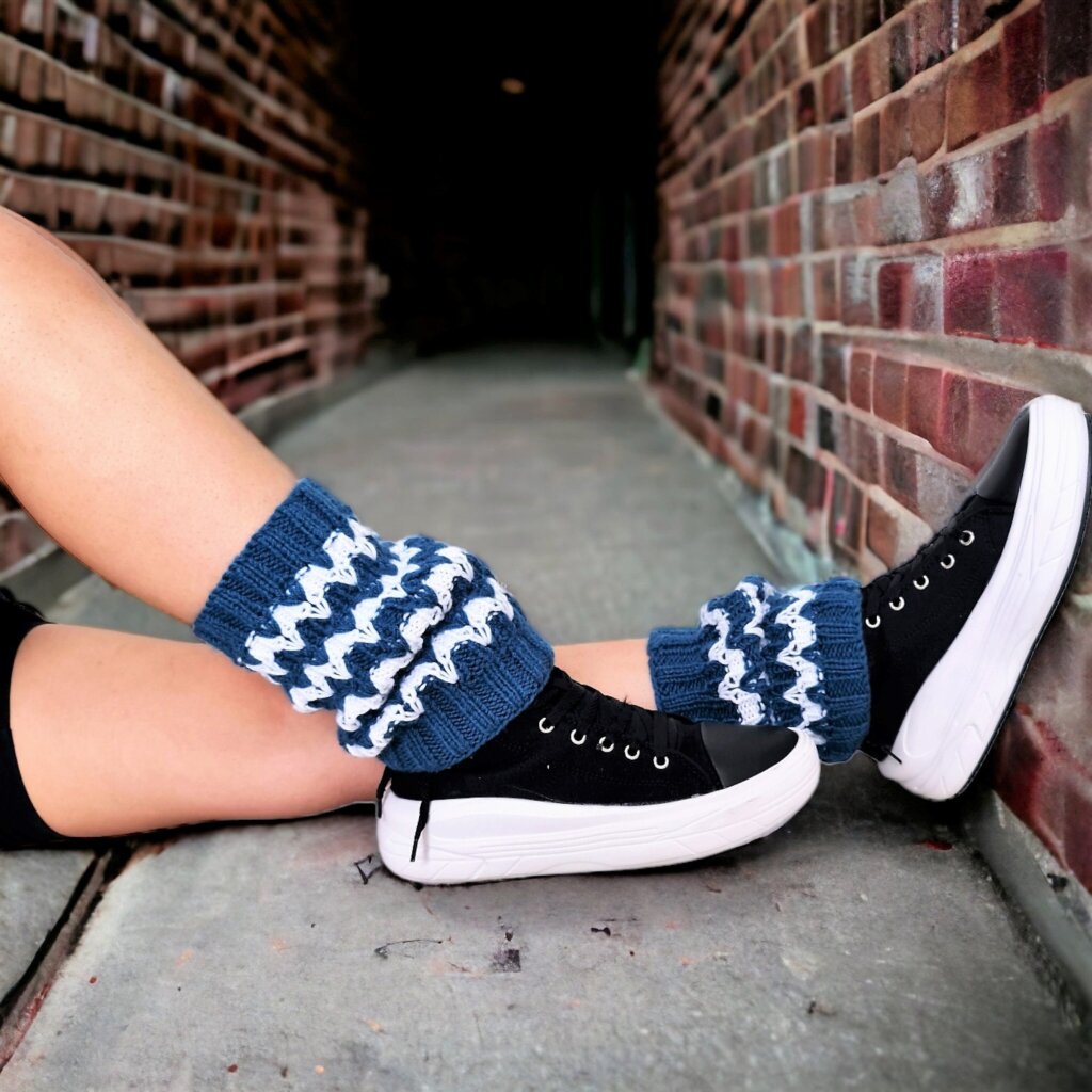 Personalized Blue & White Boot Cuffs - view 3