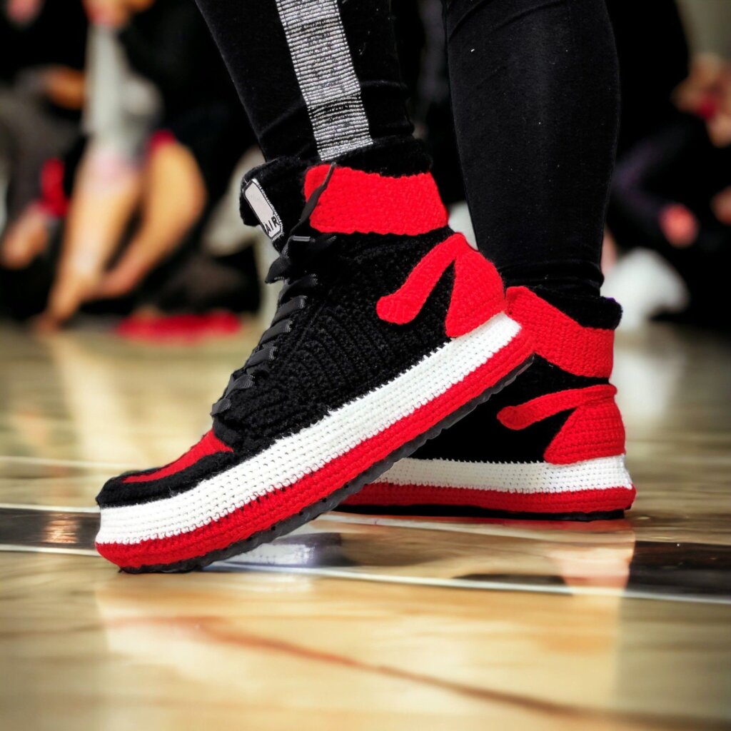 Custom Knitted Basketball Jordans-Style Slippers - view 2