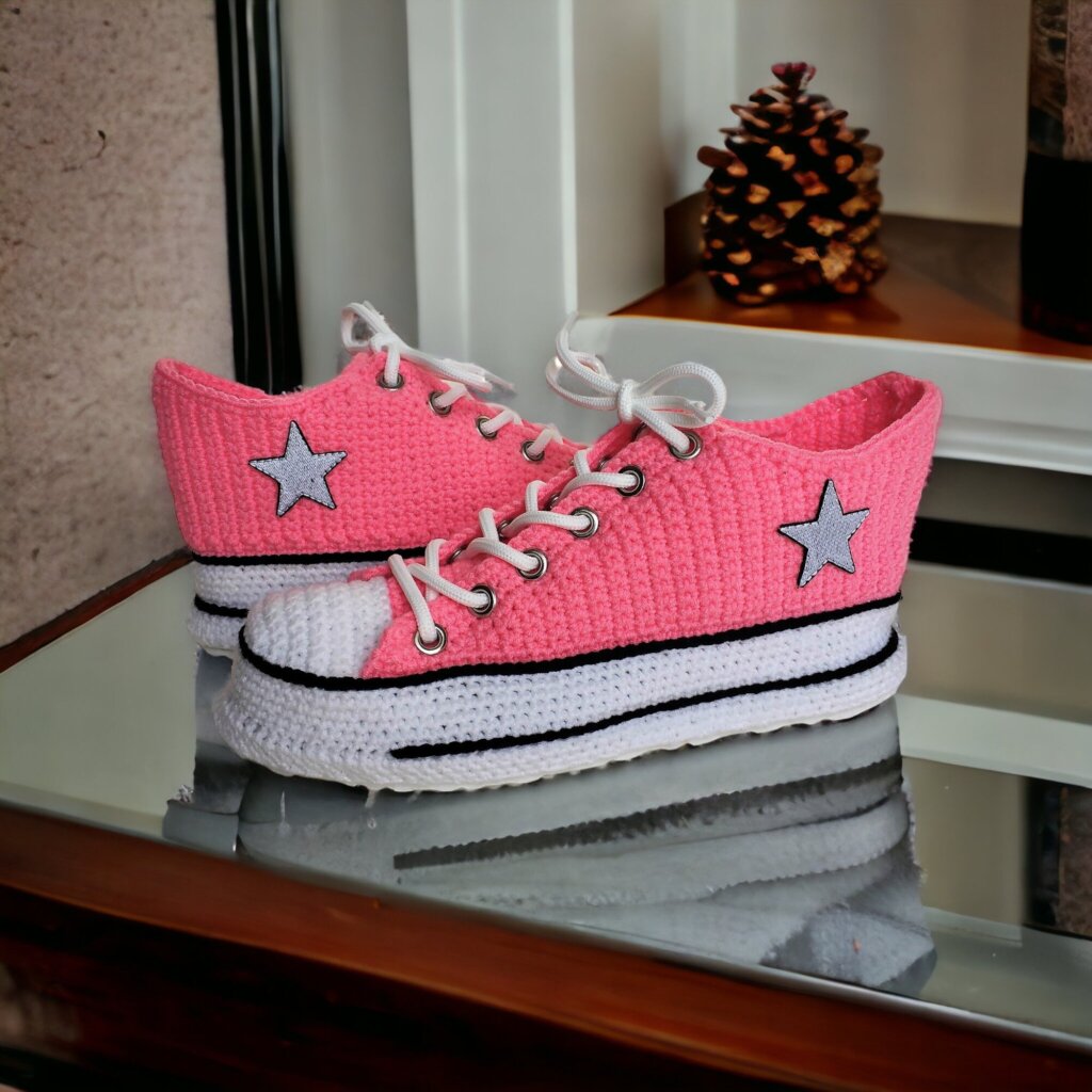 Custom Pink Crochet Sneakers - view 5