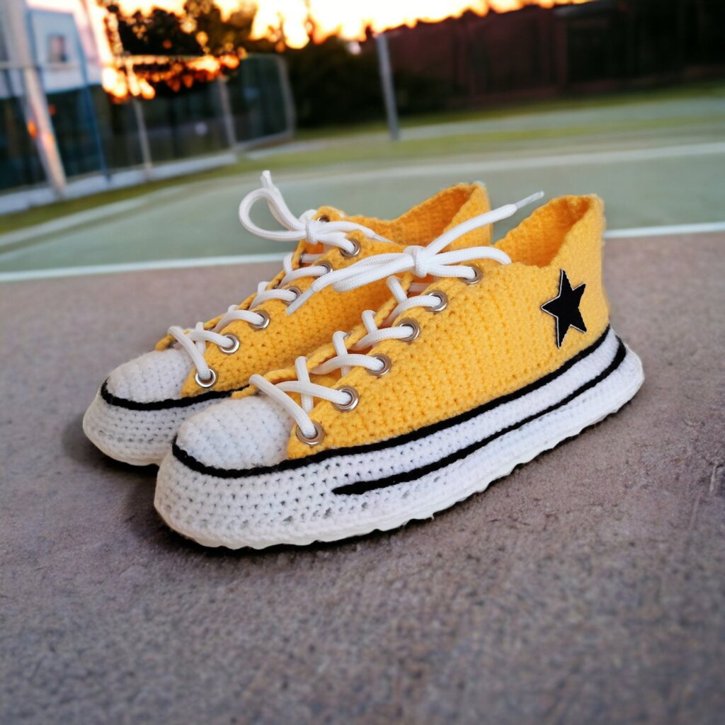 Handmade Yellow Sneakers Art - view 4
