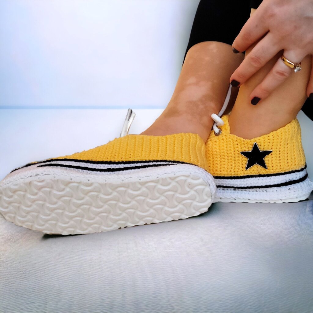 Handmade Yellow Sneakers Art - view 5