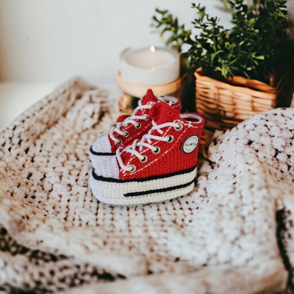Personalized Retro Crochet Baby Sneakers - view 4