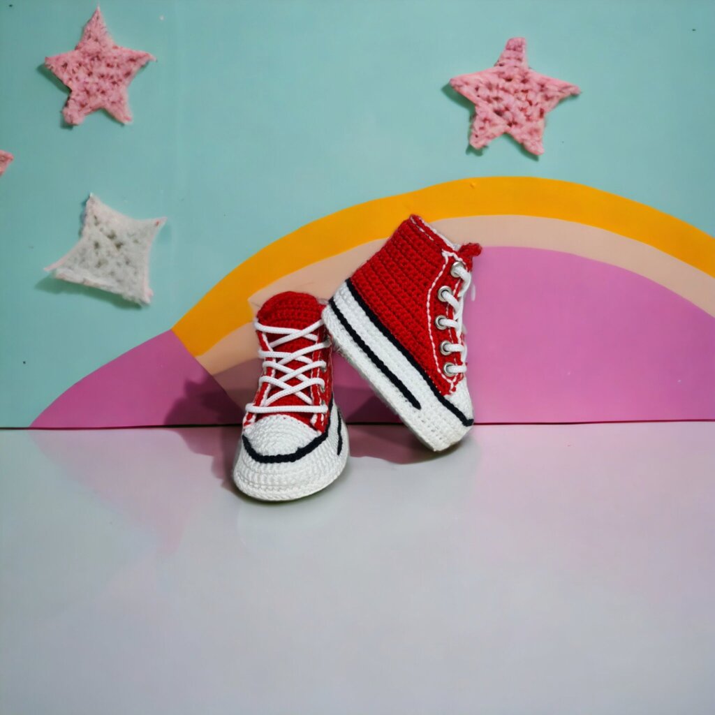 Personalized Retro Crochet Baby Sneakers - view 5