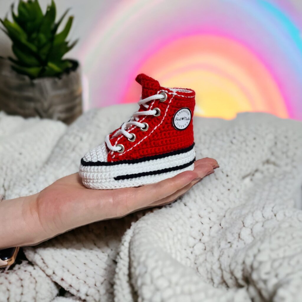 Personalized Retro Crochet Baby Sneakers - view 2