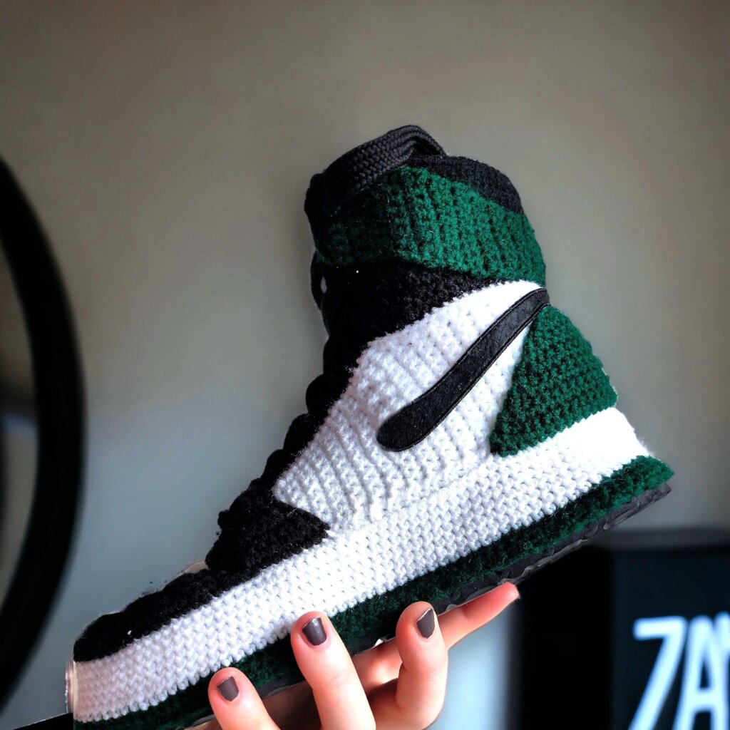 Emerald Green Crochet Slippers - view 2