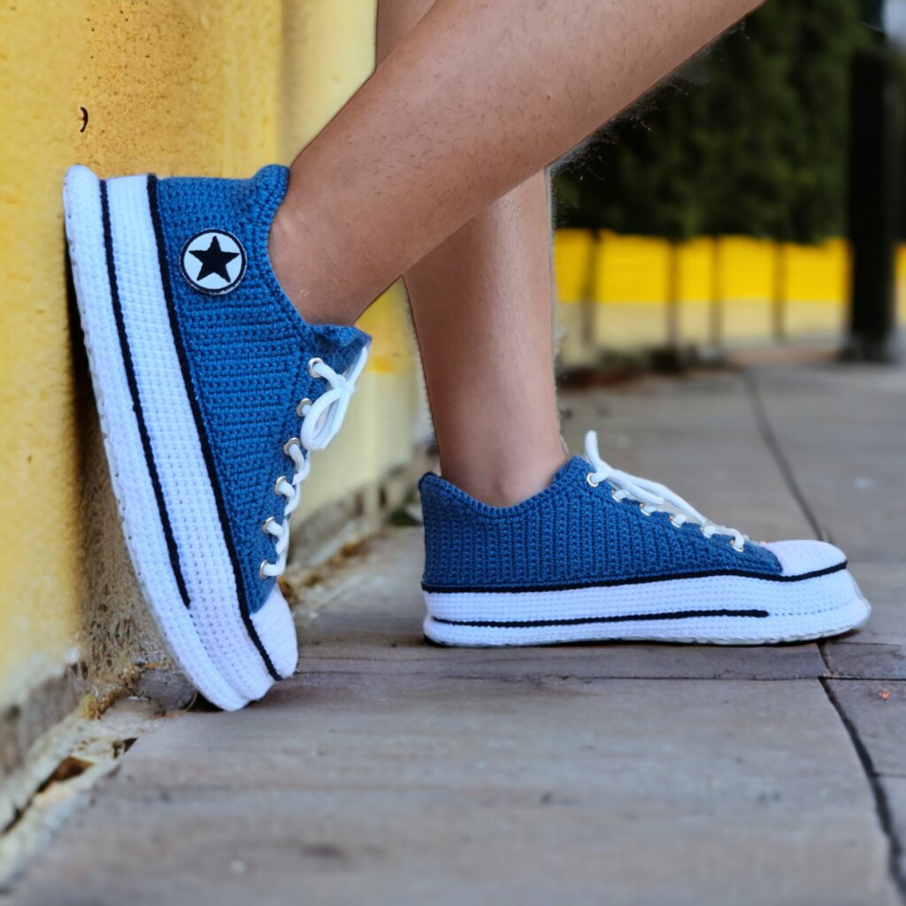 Navy Blue Crochet Sneakers - view 2