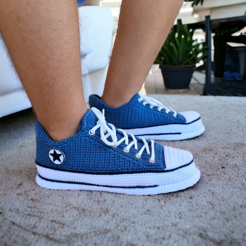 Navy Blue Crochet Sneakers - view 3