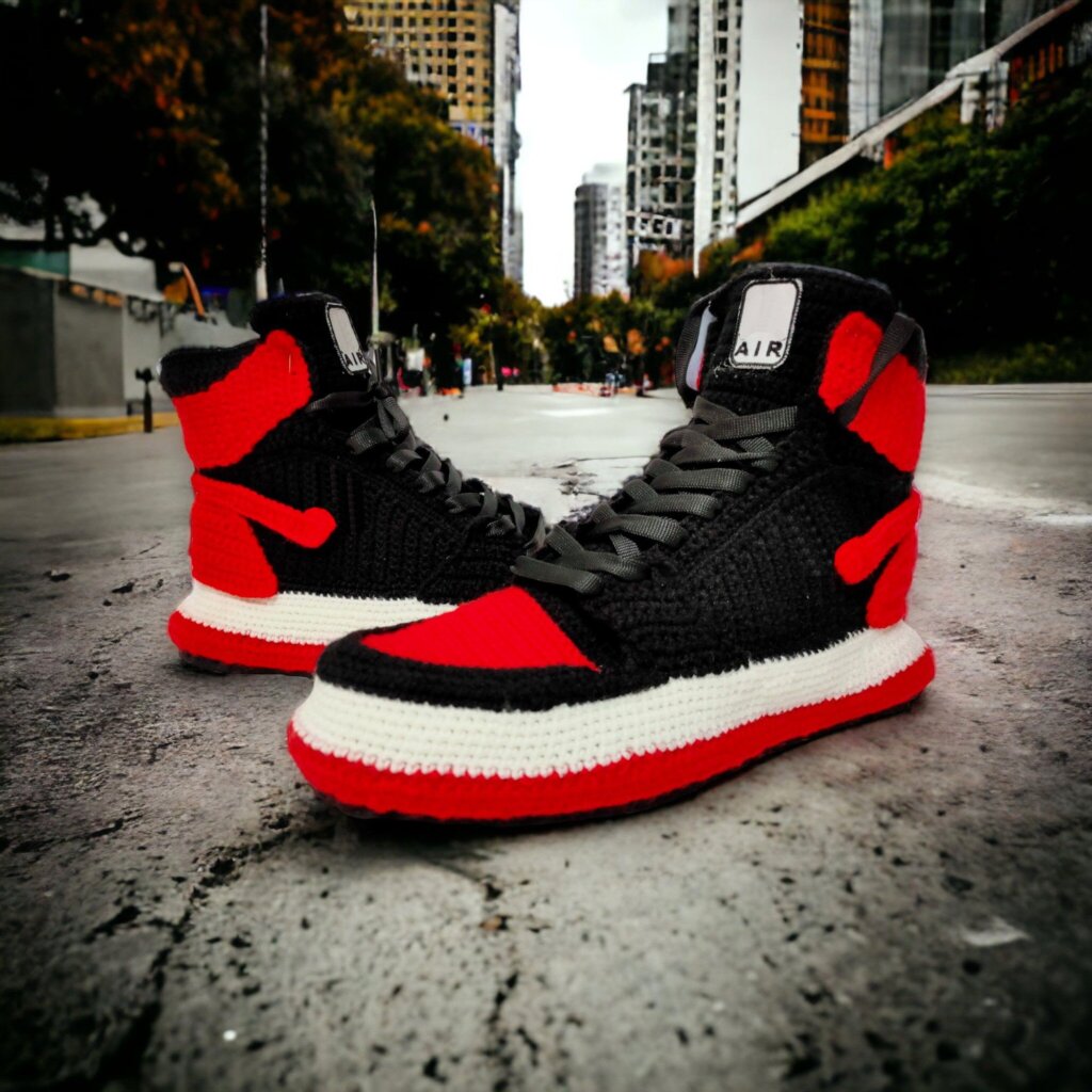 Custom Knitted Basketball Jordans-Style Slippers - view 3