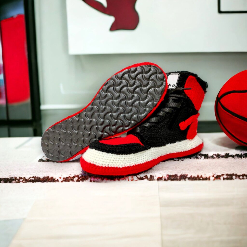 Custom Knitted Basketball Jordans-Style Slippers - view 5
