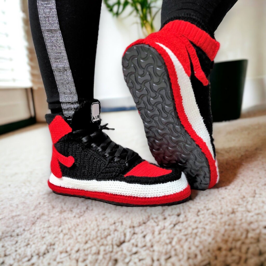 Custom Knitted Basketball Jordans-Style Slippers - view 4