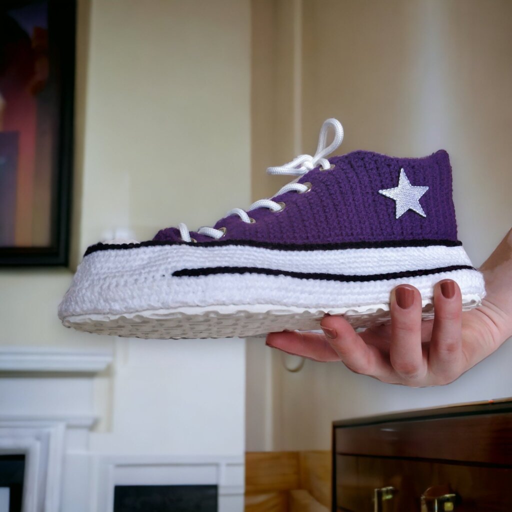 Purple Crochet Sneakers Slippers - view 3