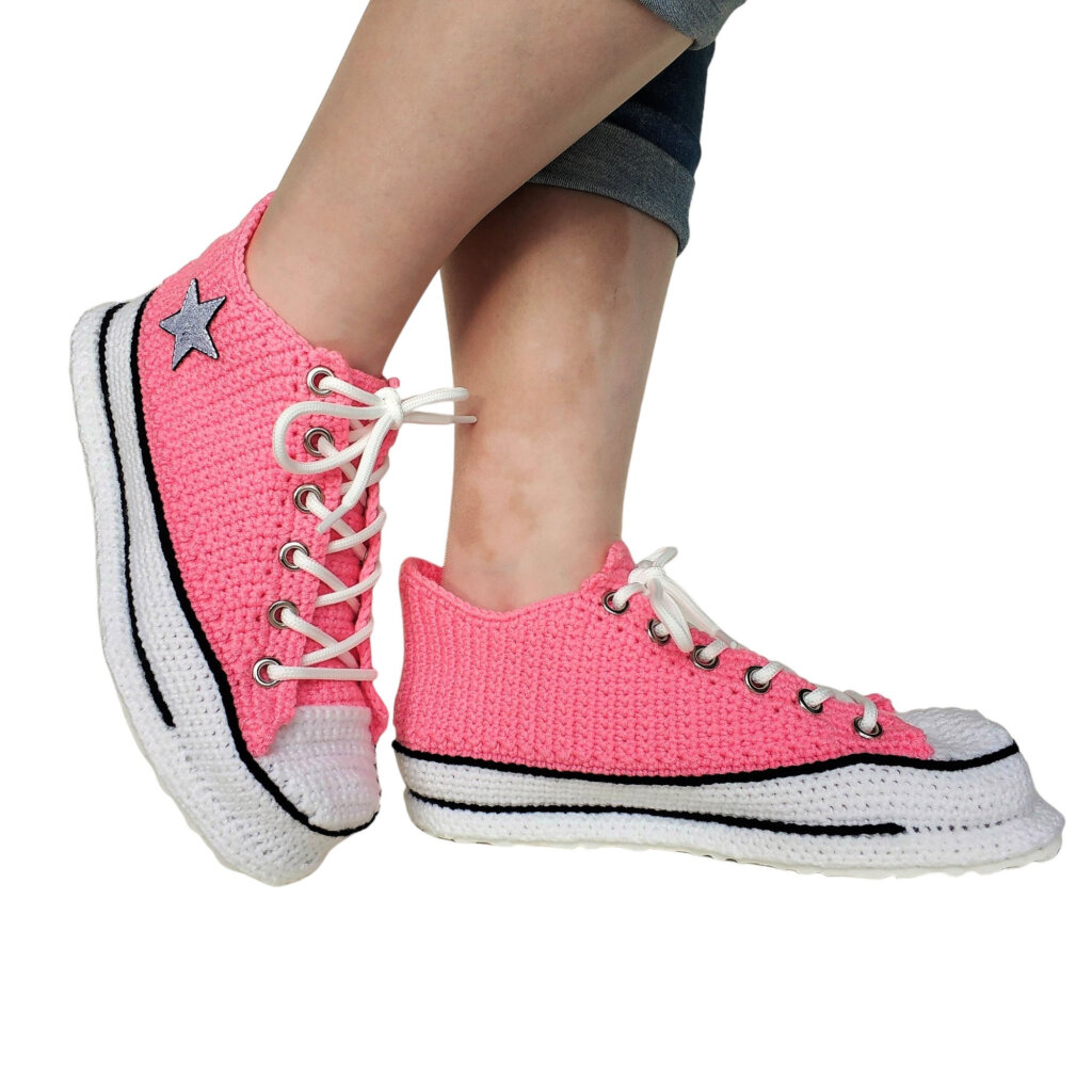 Custom Pink Crochet Sneakers - view 4