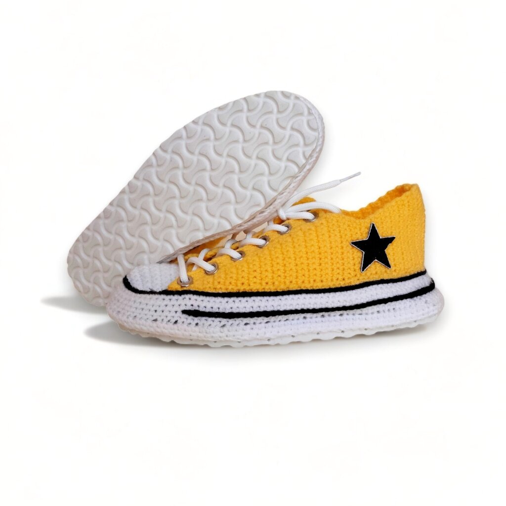 Handmade Yellow Sneakers Art - view 2